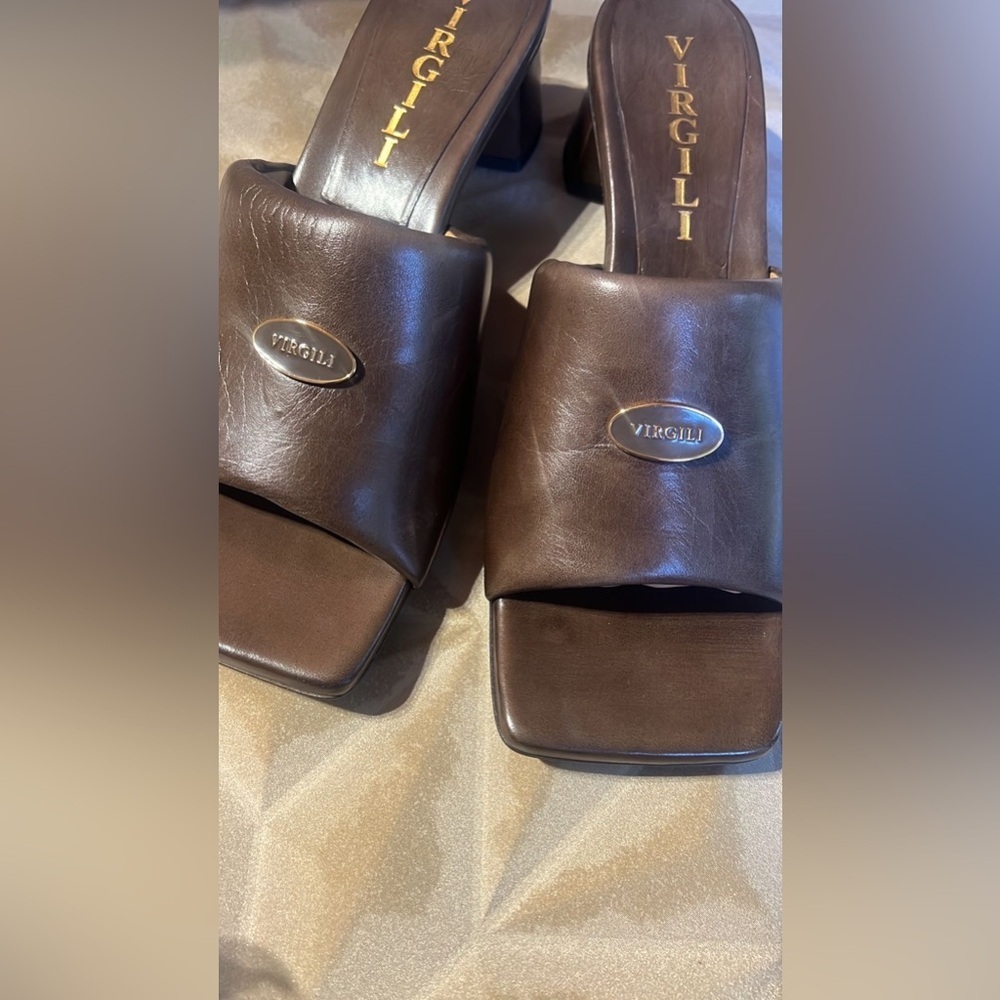 NWT AND BOX MADE IN ITALY VITTORIO VIRGILI Brown Leather Shoes - Picture 4 of 11
